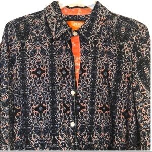 Joe Fresh Long Sleeved Blue Orange Button Front Top Size Small